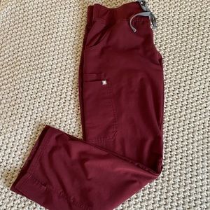 FIGS Kade Cargo scrub pants burgundy